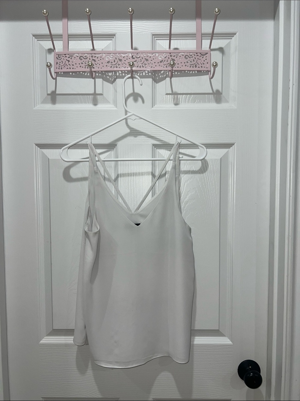 Topshop White V-Neck Cross-Back Cami